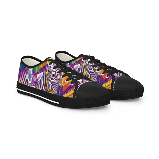 Vibrant Zebra Pride Low Top Sneakers | Rainbow Canvas Shoes