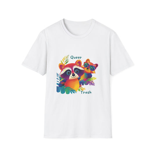 Queer Trash Raccoon Pride T-Shirt | Cute LGBTQ Rainbow Tee