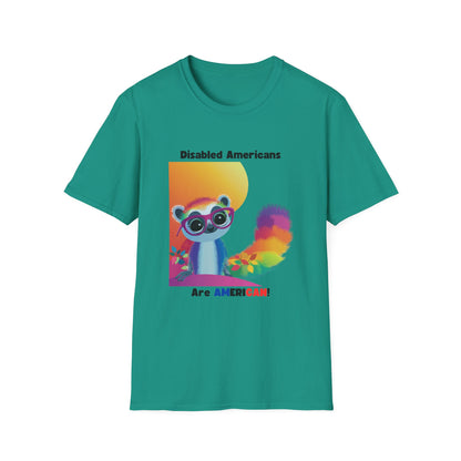 Disabled Americans Are AmeriCAN! | Cute Raccoon Disability Rights T-Shirt