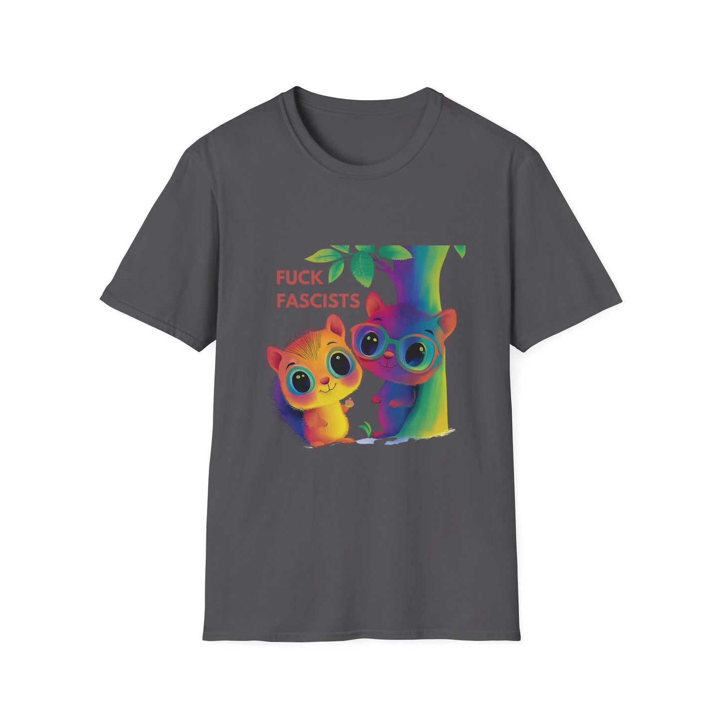 Rainbow Squirrels Anti-Fascist T-Shirt | Kawaii Activist Unisex Tee