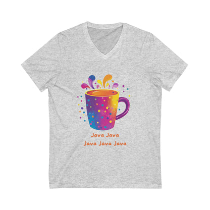 Rainbow Java Coffee Cup V-Neck | Programmer Kawaii T-Shirt | Coding Geek Gift