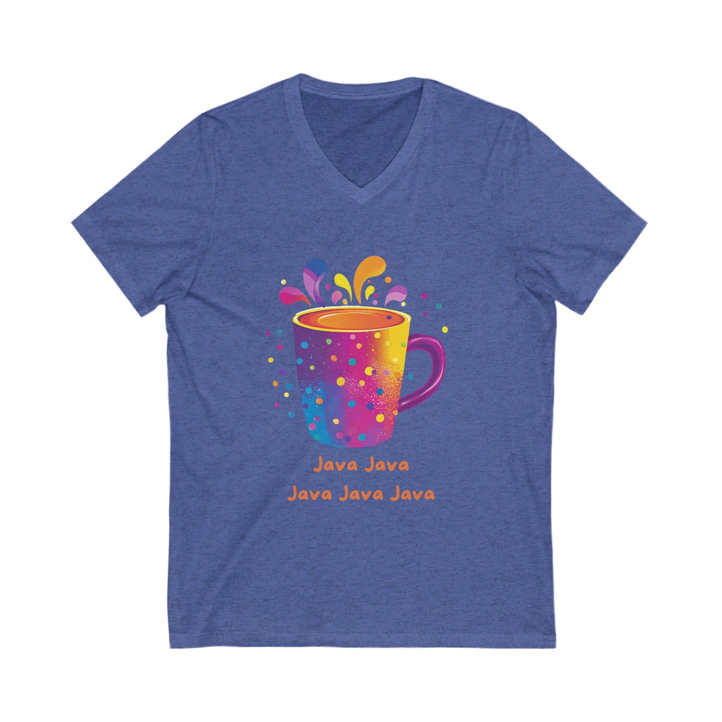 Rainbow Java Coffee Cup V-Neck | Programmer Kawaii T-Shirt | Coding Geek Gift