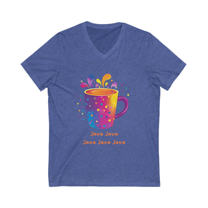 Rainbow Java Coffee Cup V-Neck | Programmer Kawaii T-Shirt | Coding Geek Gift