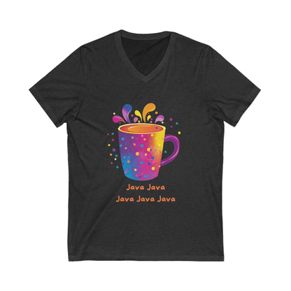 Rainbow Java Coffee Cup V-Neck | Programmer Kawaii T-Shirt | Coding Geek Gift