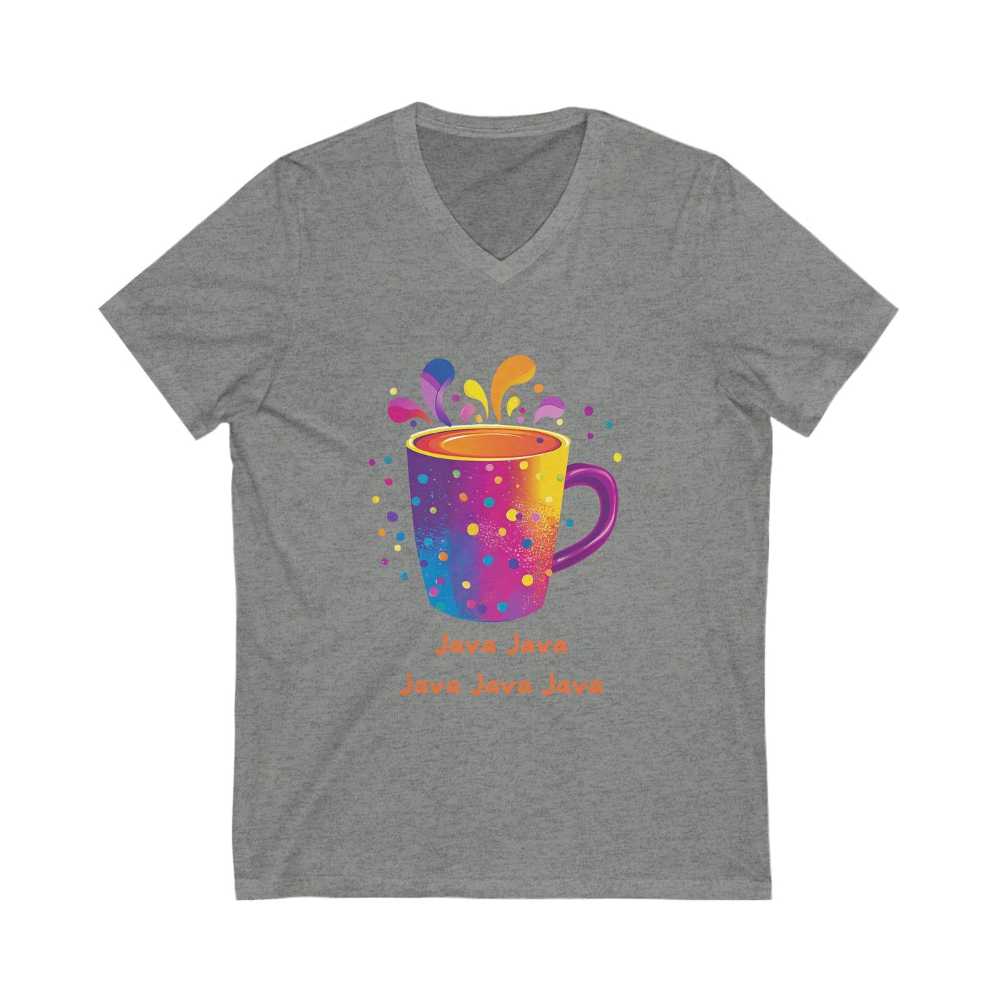 Rainbow Java Coffee Cup V-Neck | Programmer Kawaii T-Shirt | Coding Geek Gift