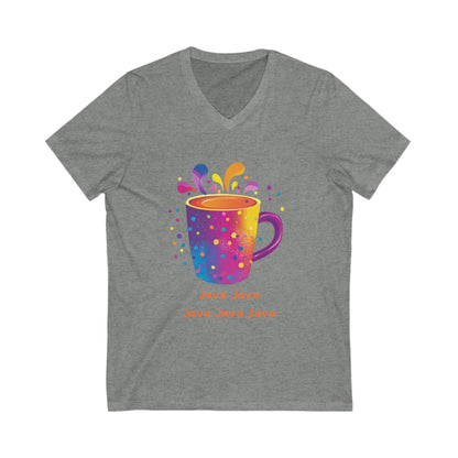 Rainbow Java Coffee Cup V-Neck | Programmer Kawaii T-Shirt | Coding Geek Gift