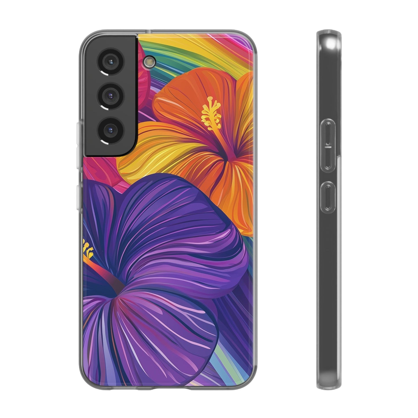 Tropical Hibiscus Rainbow Phone Case | Pride Floral Flexi Case