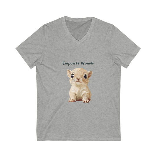 Empower Women Kawaii Kitten V-Neck T-Shirt | Feminist Cat Tee