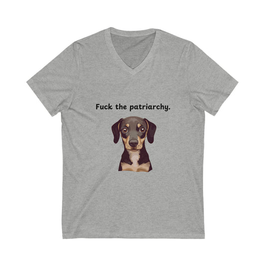 Dachshund Feminist V-Neck T-Shirt | Anti-Patriarchy Dog Lover Gift