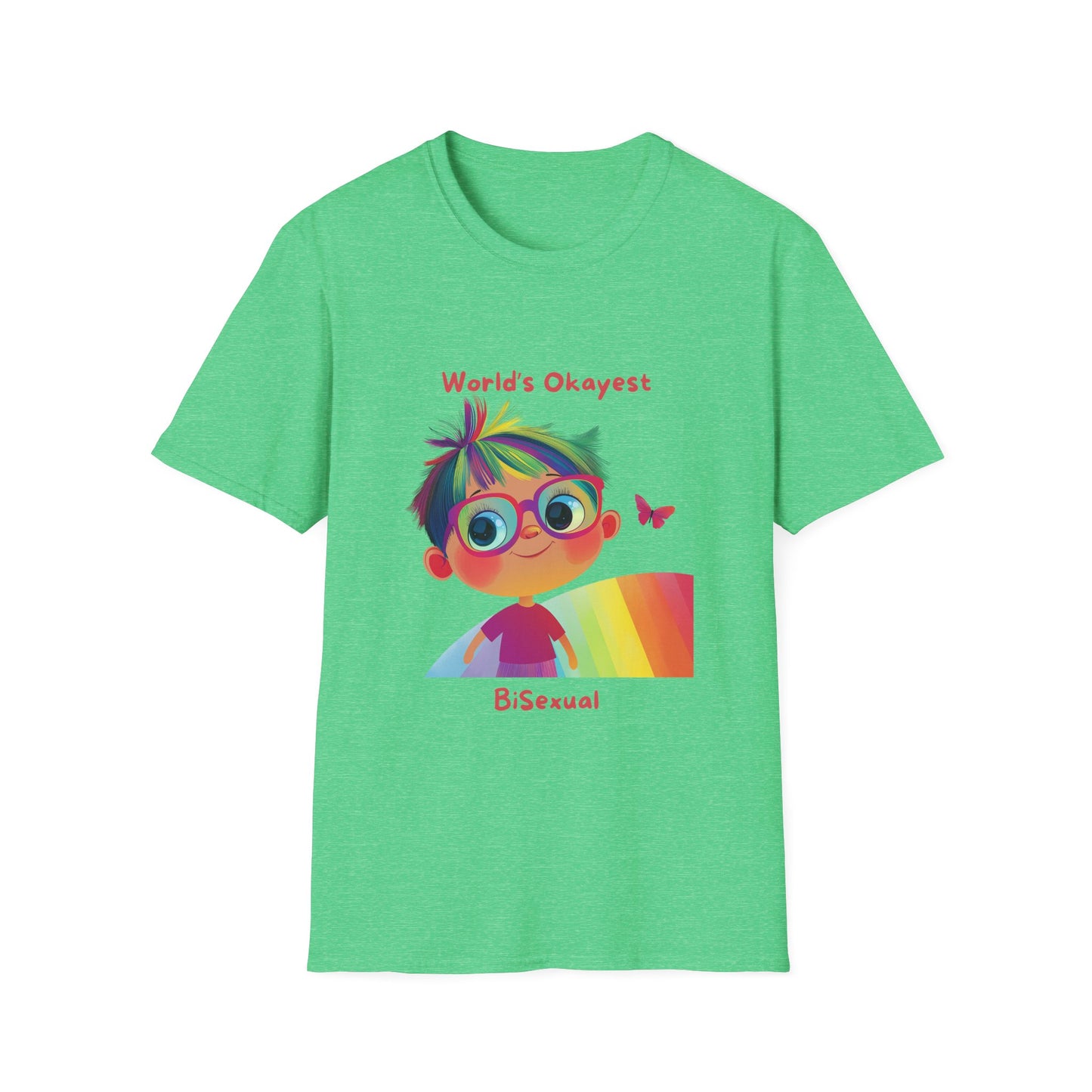 World's Okayest Bisexual T-Shirt | Cute Pride Rainbow Character | Kawaii LGBTQ+ Tee