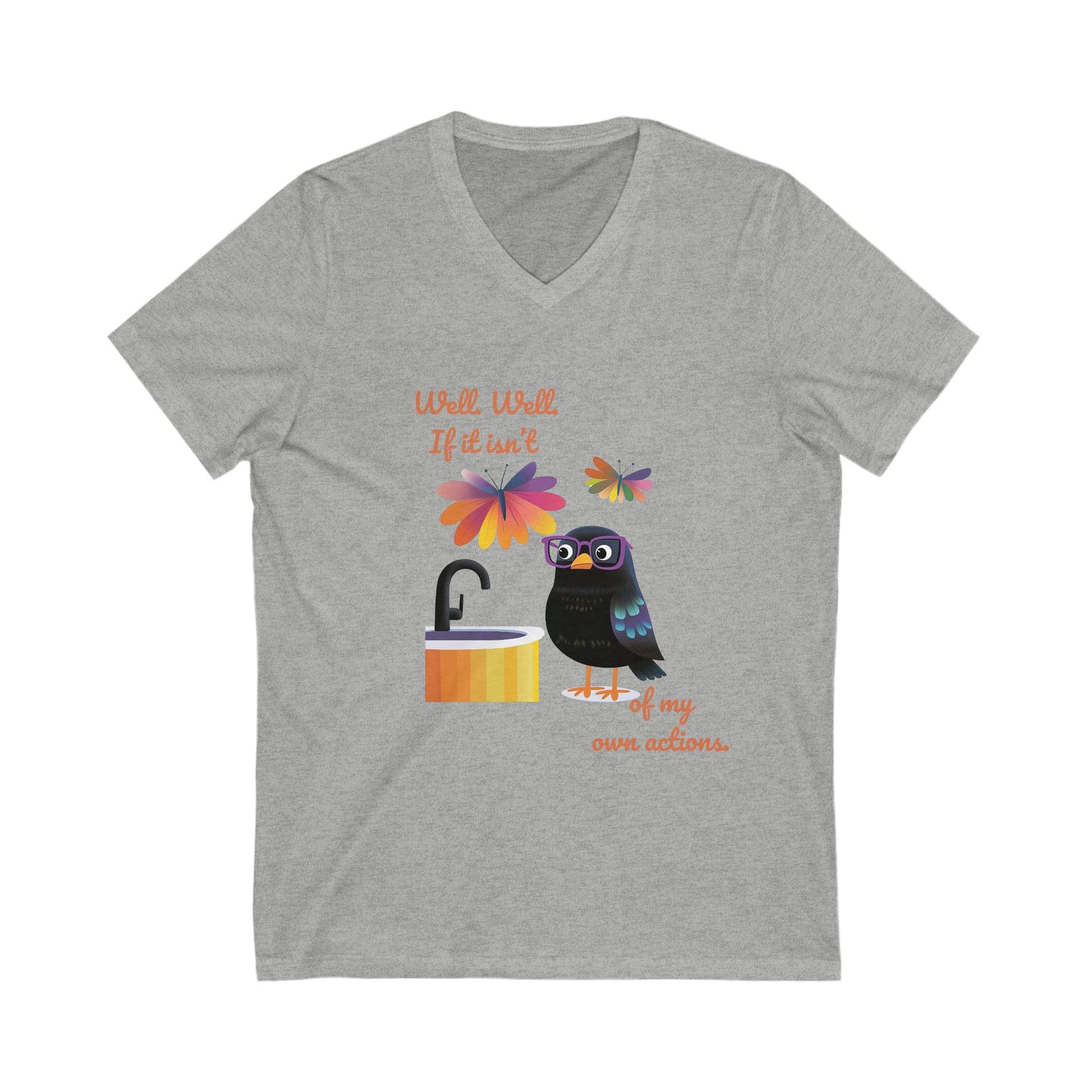Kawaii Bird Self-Empowerment V-Neck T-Shirt | Cute Activist Unisex Tee