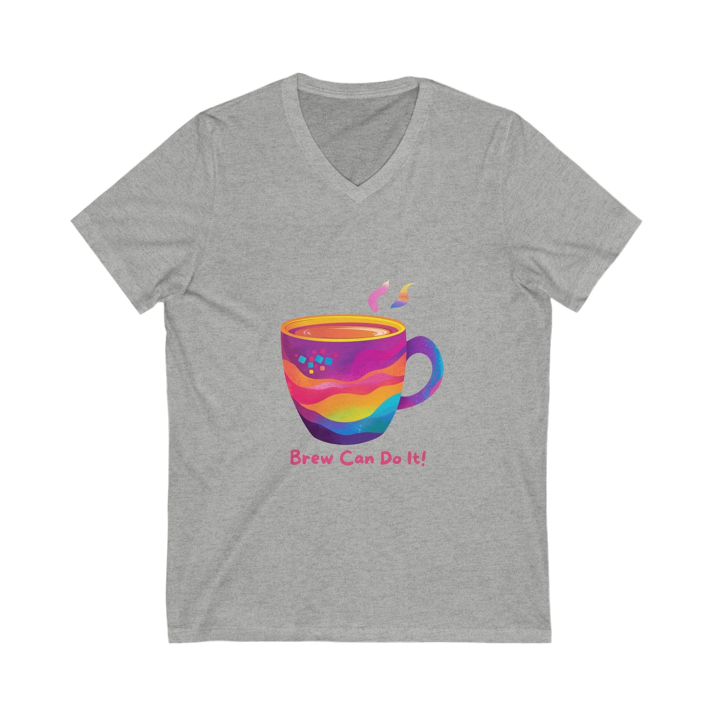 Rainbow Coffee Cup V-Neck | Brew Can Do It | Kawaii Empowerment Tee