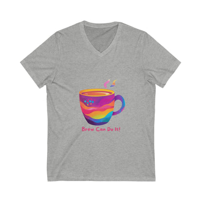 Rainbow Coffee Cup V-Neck | Brew Can Do It | Kawaii Empowerment Tee
