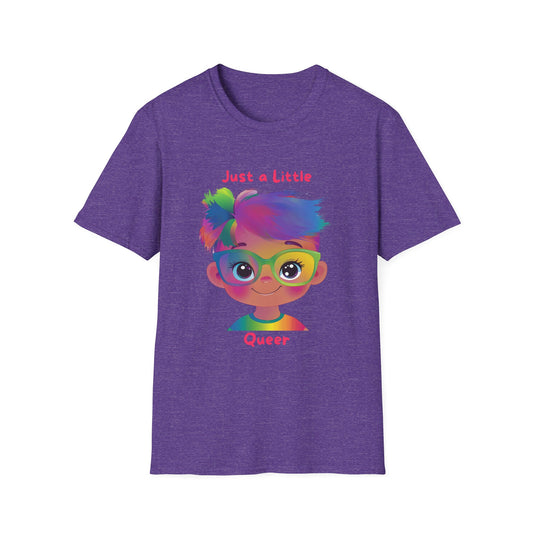 Just a Little Queer Rainbow Pride T-Shirt | Cute Character Unisex Tee