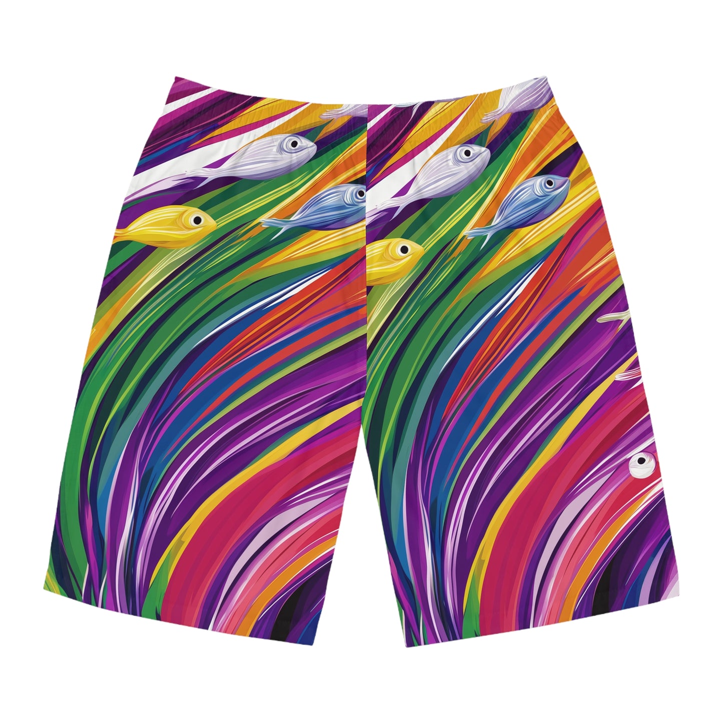 Rainbow Connection Fish Swim Shorts | Vibrant Pride Art Board Shorts