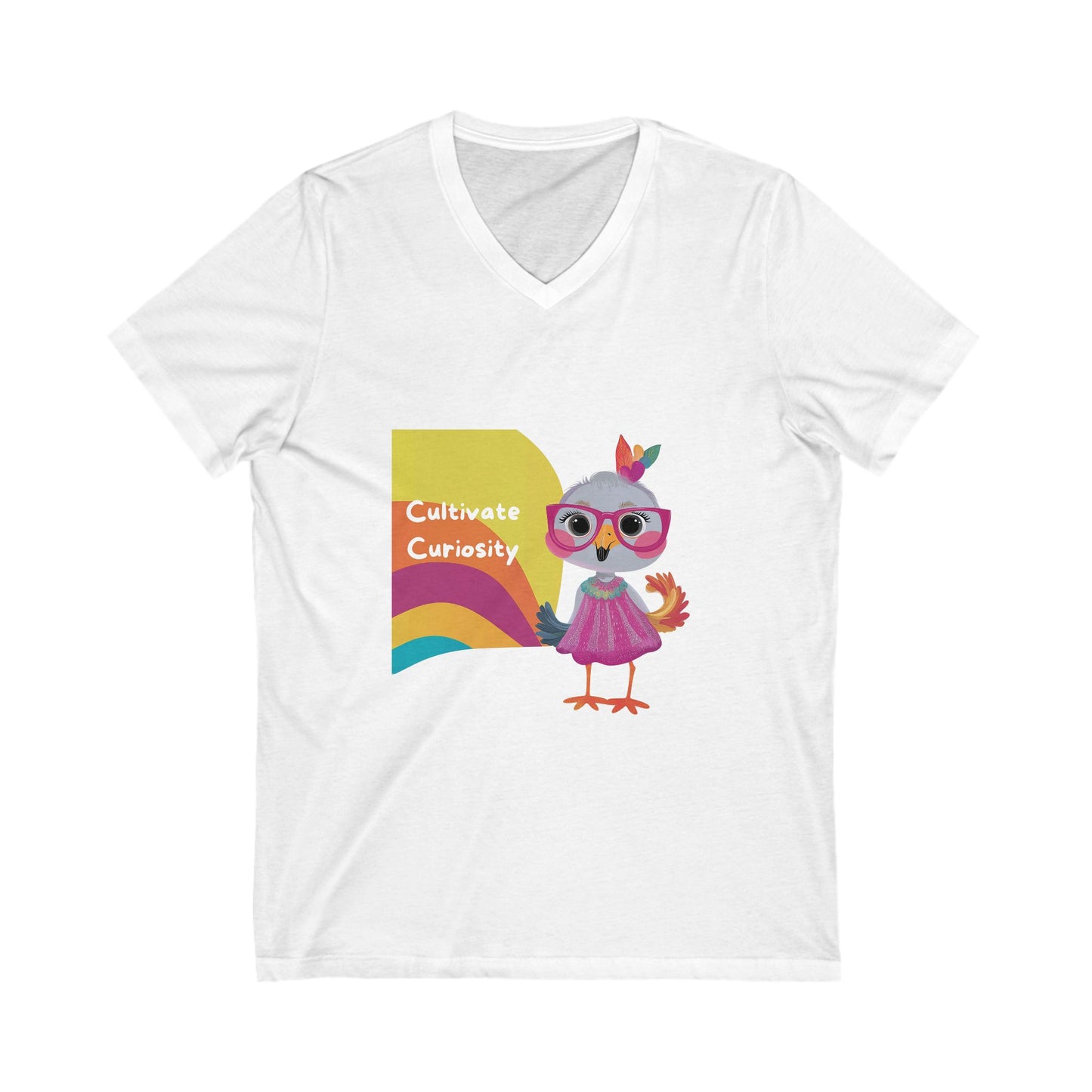 Cultivate Curiosity Owl Teacher V-Neck | LGBTQ+ Education Kawaii T-Shirt