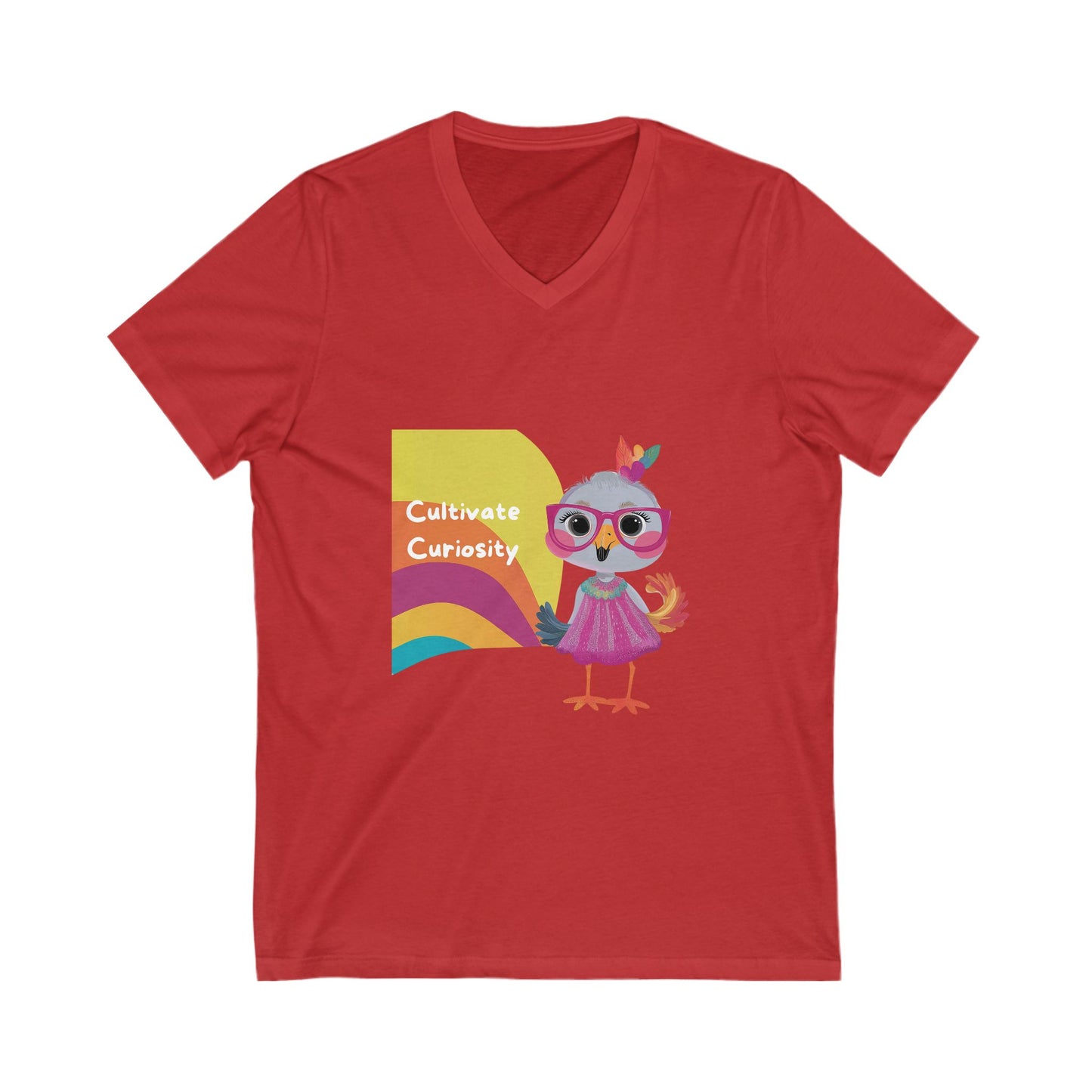 Cultivate Curiosity Owl Teacher V-Neck | LGBTQ+ Education Kawaii T-Shirt