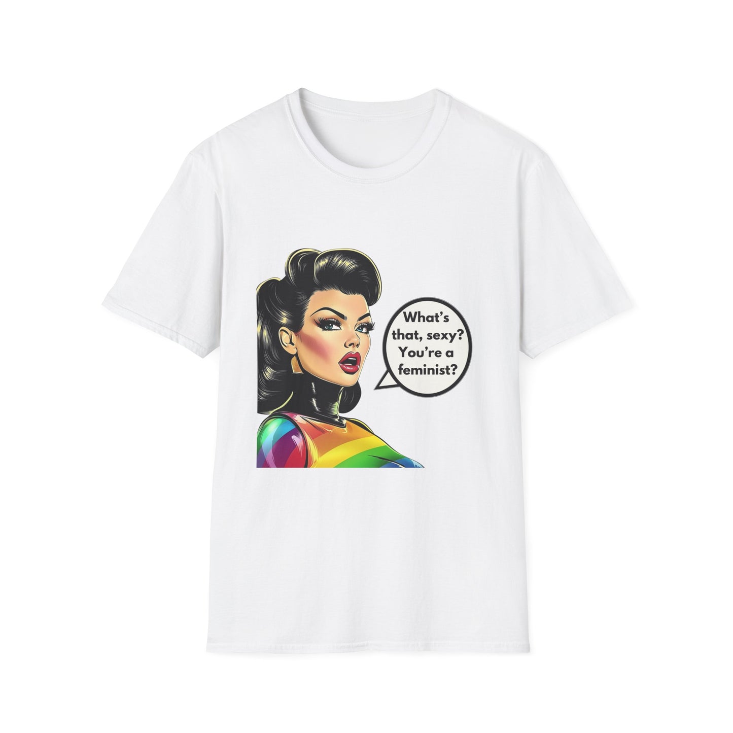 Feminist Pin Up Rainbow T-Shirt | LGBTQ+ Pride Statement Tee