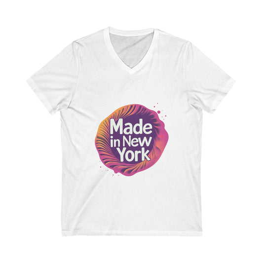 Made in New York V-Neck T-Shirt | Modern NYC Pride Design | Urban Retro Unisex Tee