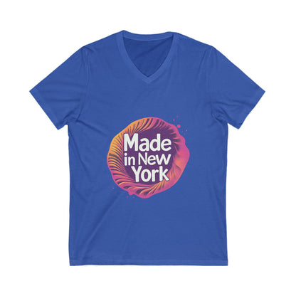 Made in New York V-Neck T-Shirt | Modern NYC Pride Design | Urban Retro Unisex Tee