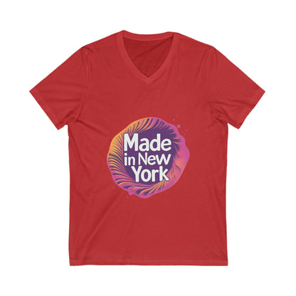 Made in New York V-Neck T-Shirt | Modern NYC Pride Design | Urban Retro Unisex Tee