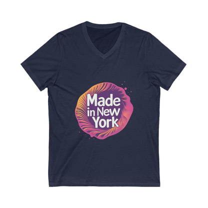 Made in New York V-Neck T-Shirt | Modern NYC Pride Design | Urban Retro Unisex Tee
