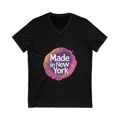 Made in New York V-Neck T-Shirt | Modern NYC Pride Design | Urban Retro Unisex Tee