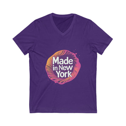 Made in New York V-Neck T-Shirt | Modern NYC Pride Design | Urban Retro Unisex Tee