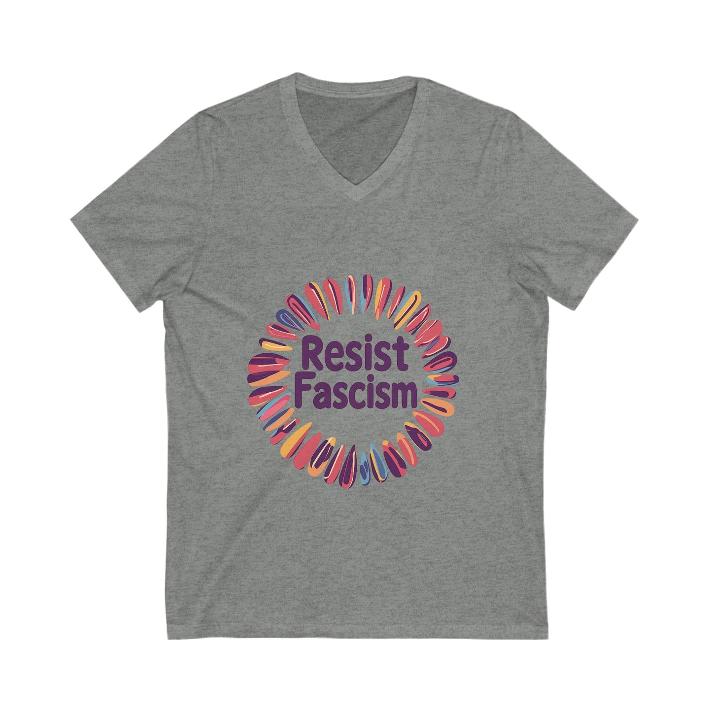 Rainbow Circle Resist V-Neck Tee | Progressive Unisex T-Shirt | Cute Activist Design