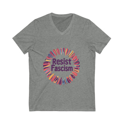 Rainbow Circle Resist V-Neck Tee | Progressive Unisex T-Shirt | Cute Activist Design