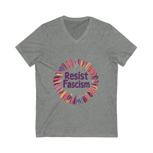Rainbow Circle Resist V-Neck Tee | Progressive Unisex T-Shirt | Cute Activist Design