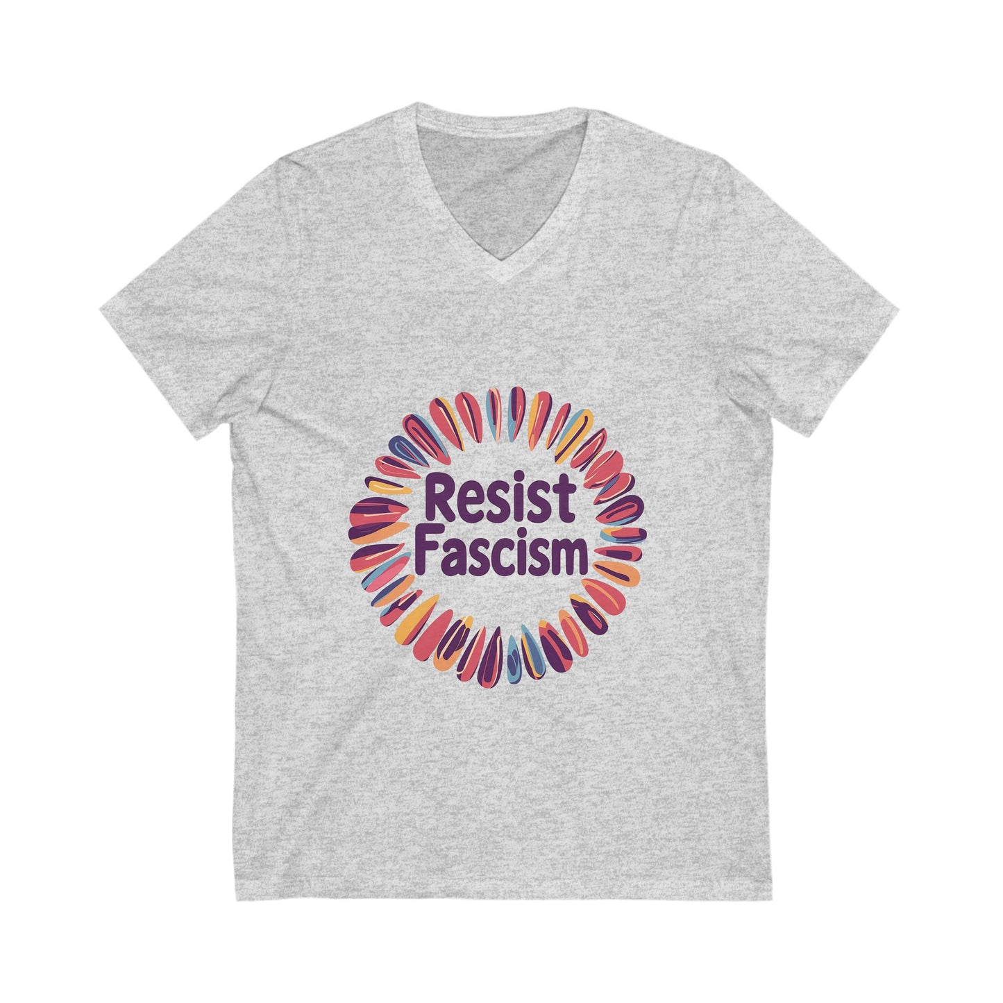 Rainbow Circle Resist V-Neck Tee | Progressive Unisex T-Shirt | Cute Activist Design