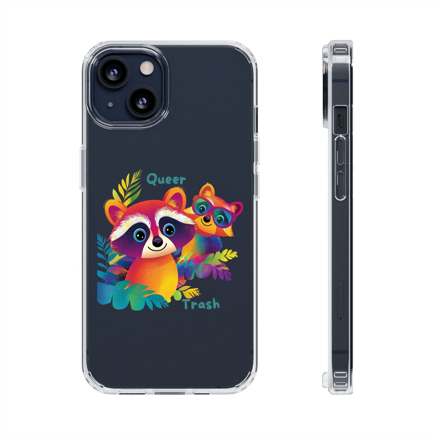 Rainbow Raccoon Queer Trash Clear Phone Case | LGBTQ+ Pride Gift