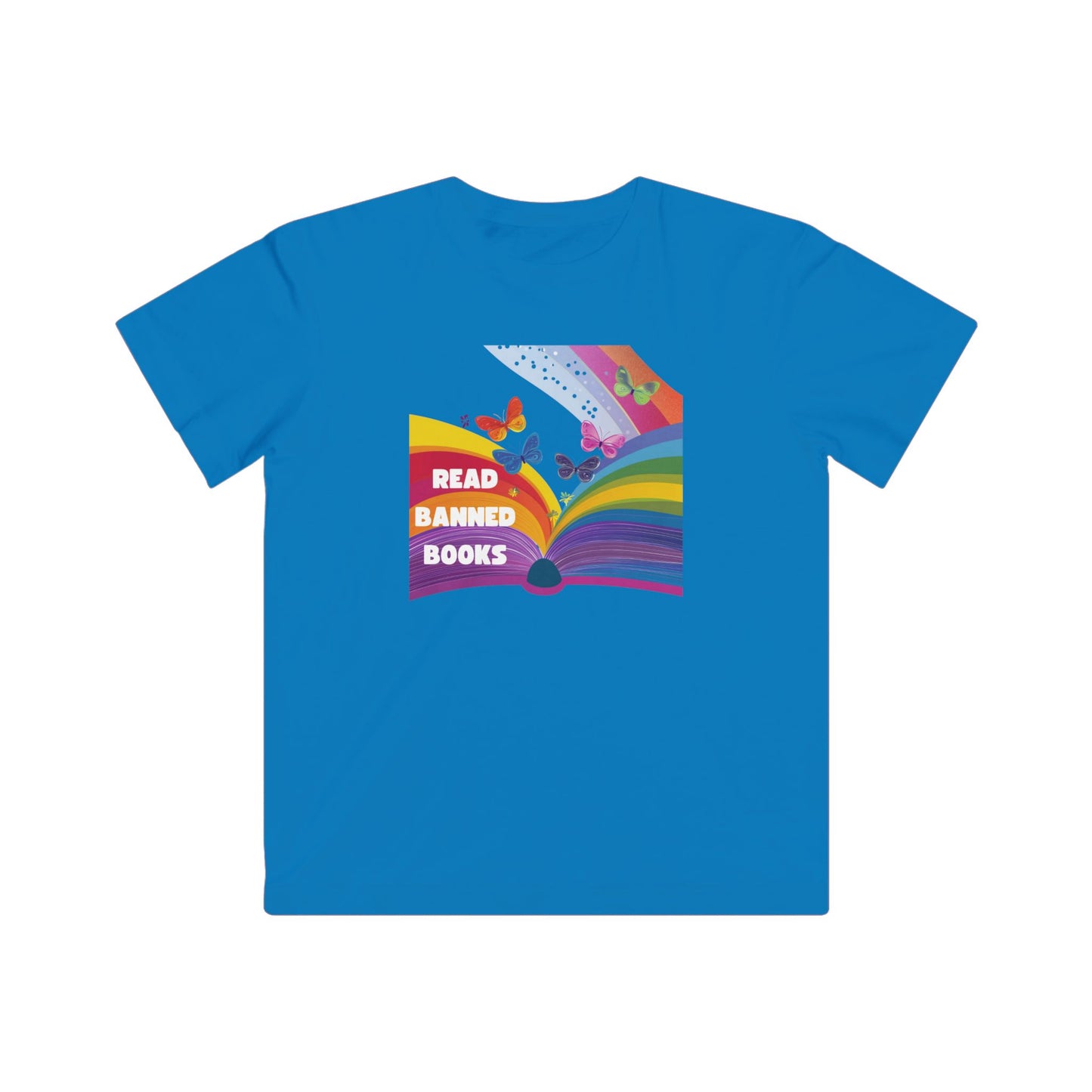 Rainbow Book Butterfly Pride T-Shirt | Banned Books Reading Activist Kids Tee