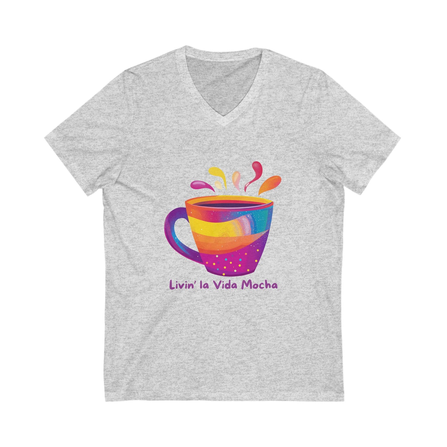 Livin' La Vida Mocha Rainbow Coffee V-Neck | Pride Coffee Lover Gift | Cute Kawaii Cafe Tee