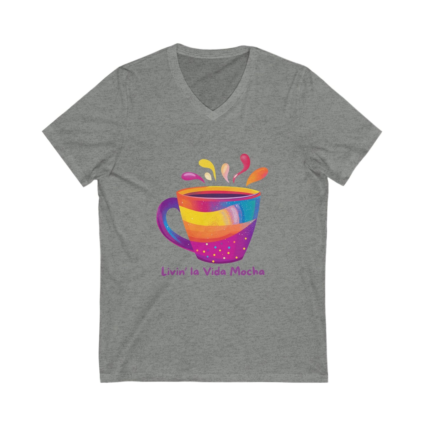Livin' La Vida Mocha Rainbow Coffee V-Neck | Pride Coffee Lover Gift | Cute Kawaii Cafe Tee