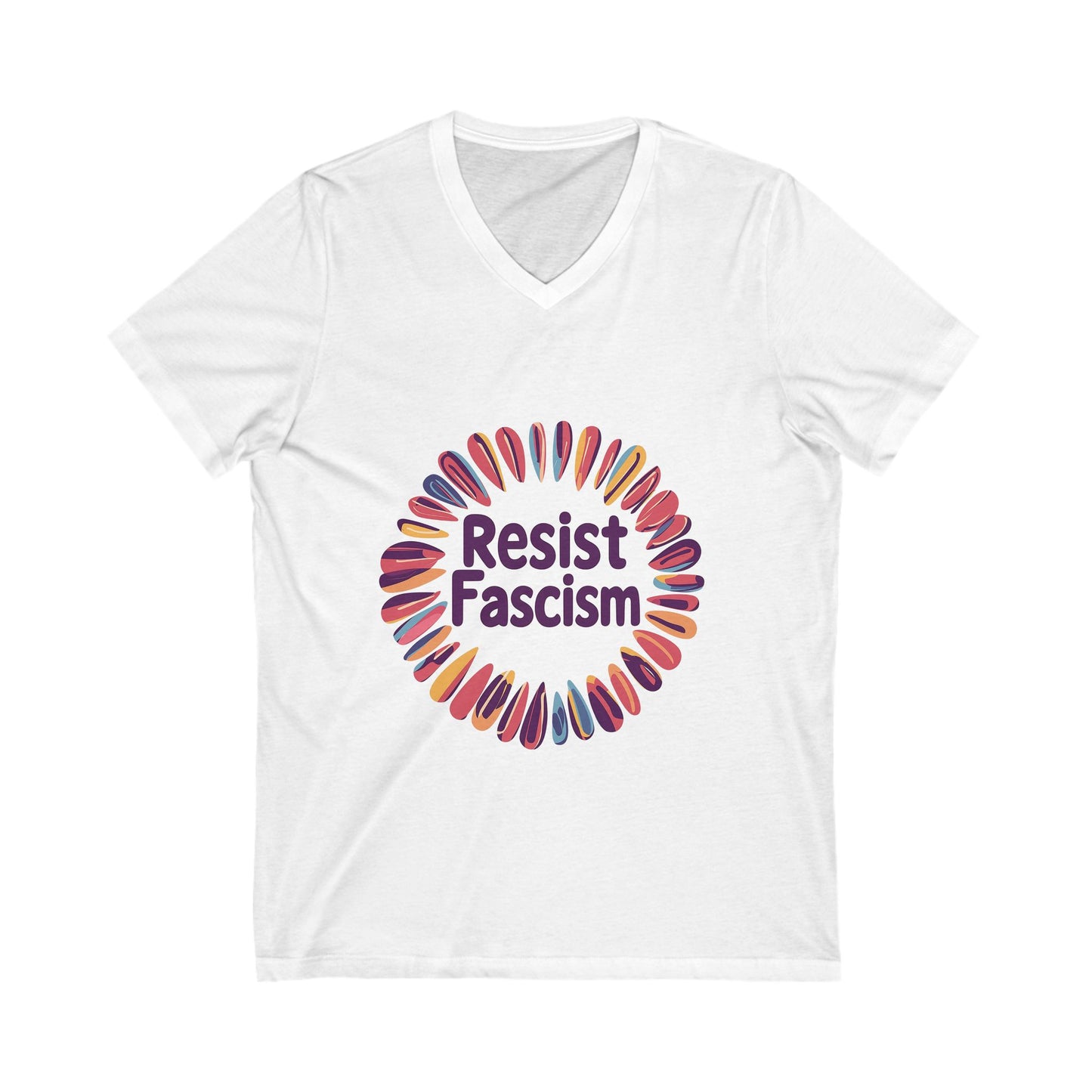 Rainbow Circle Resist V-Neck Tee | Progressive Unisex T-Shirt | Cute Activist Design