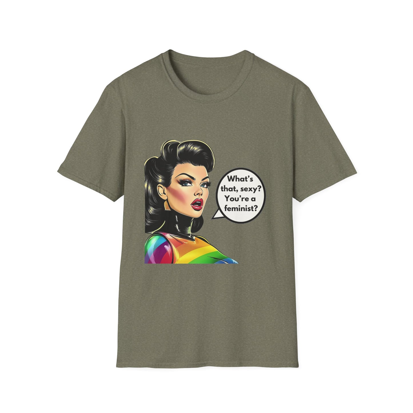Feminist Pin Up Rainbow T-Shirt | LGBTQ+ Pride Statement Tee
