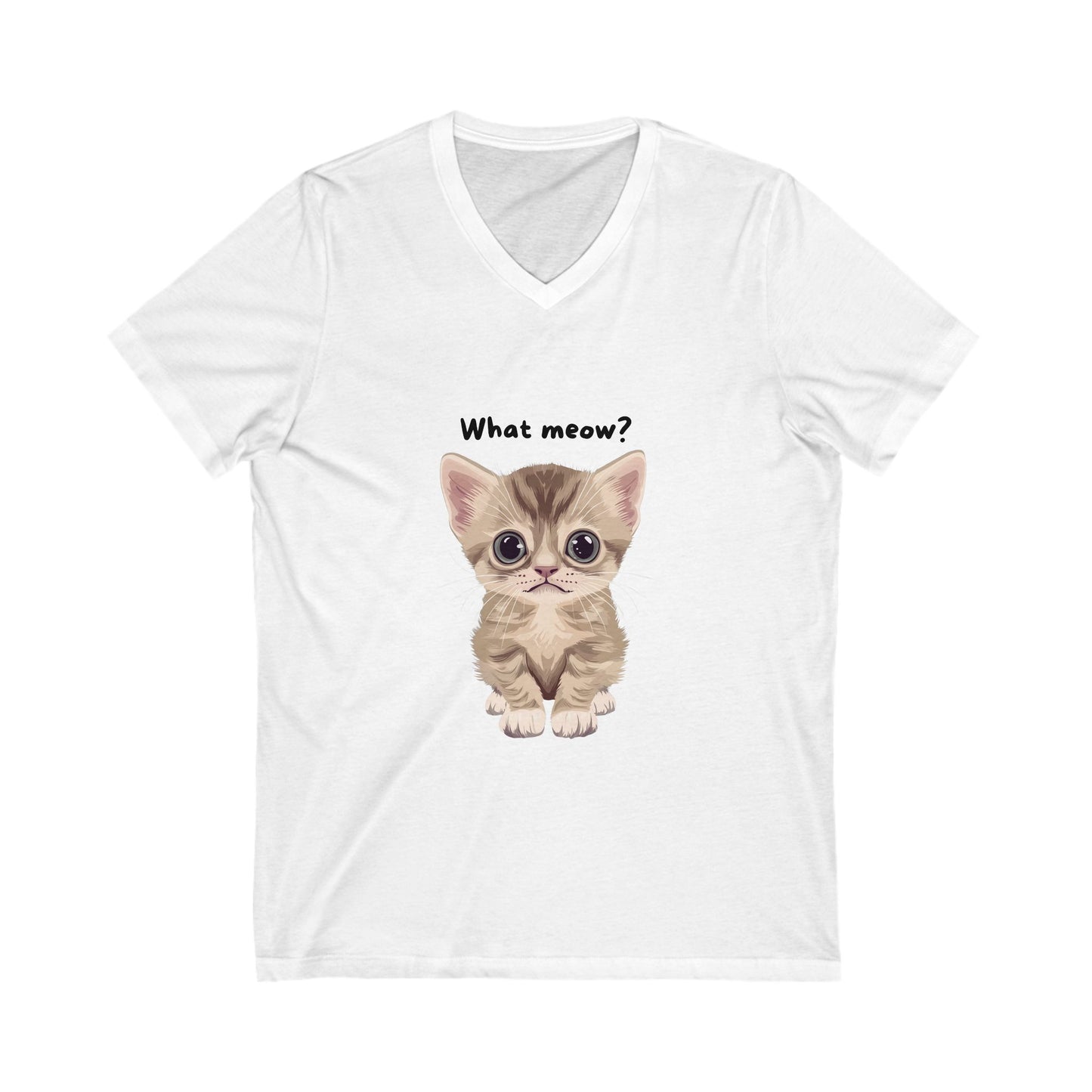 What Meow? Cute Kitten V-Neck T-Shirt | Kawaii Cat Lover Gift