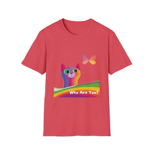 Rainbow Cat Identity Pride T-Shirt | Kawaii LGBTQ+ Unisex Tee | Who Are You?