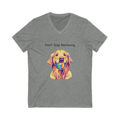 Don't Stop Retrieving Golden Retriever V-Neck | Rainbow Ball Art Dog T-Shirt | Pet Lover Gift