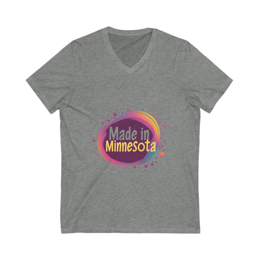 Made in Minnesota Pride V-Neck T-Shirt | State Love Retro Circular Design