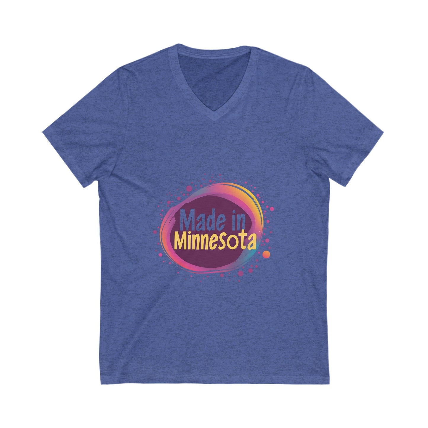 Made in Minnesota Pride V-Neck T-Shirt | State Love Retro Circular Design