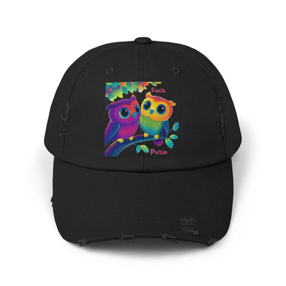 Rainbow Owl Couple Distressed Dad Hat | LGBTQ+ Pride Cap