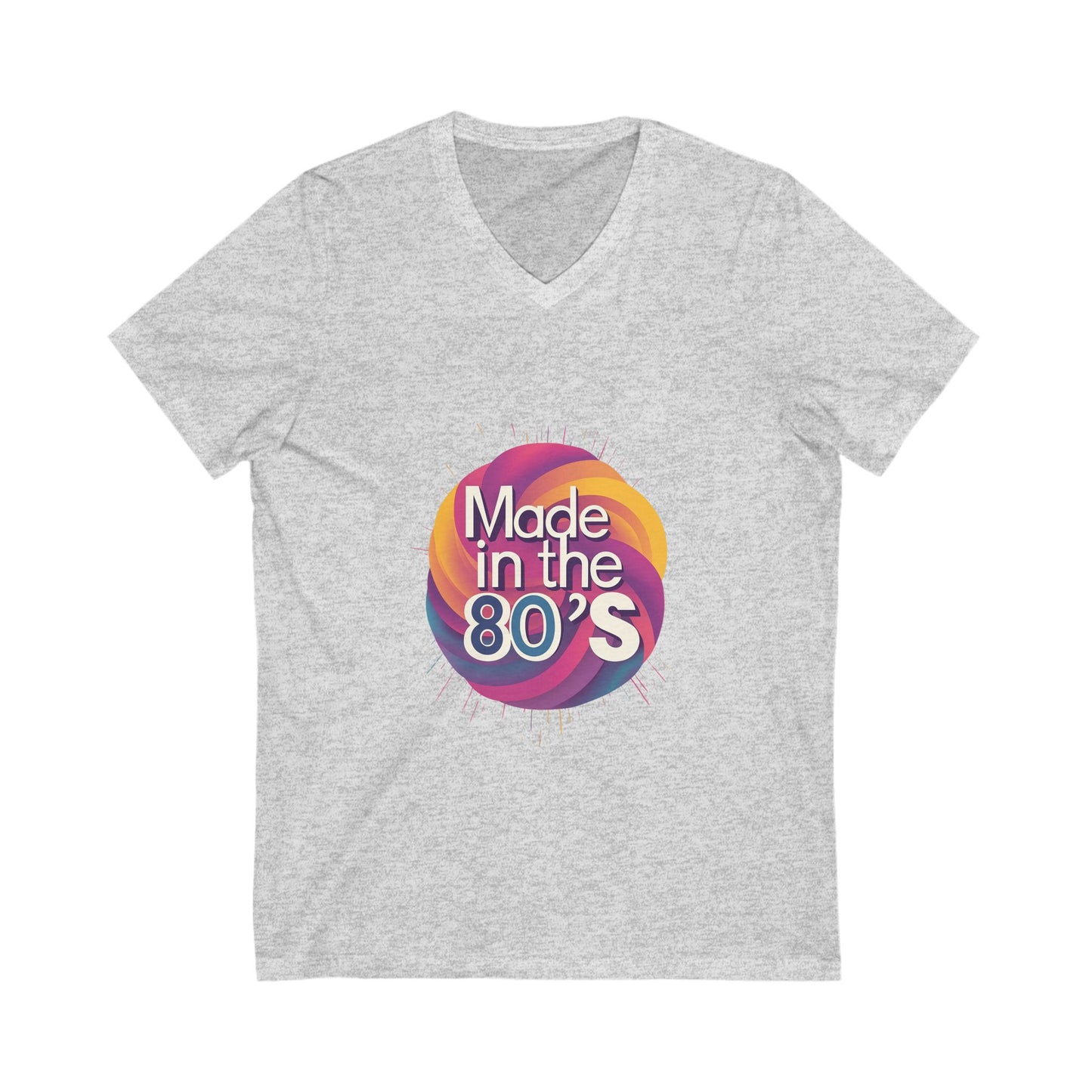 Made in the 80's Retro V-Neck T-Shirt | Vintage Neon Circle Design