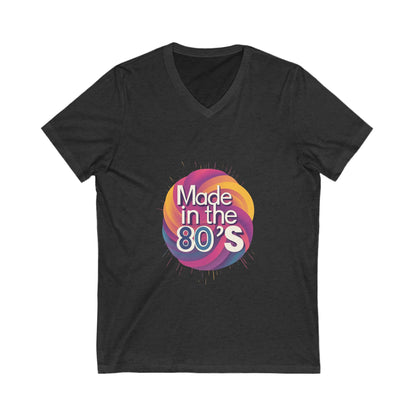 Made in the 80's Retro V-Neck T-Shirt | Vintage Neon Circle Design