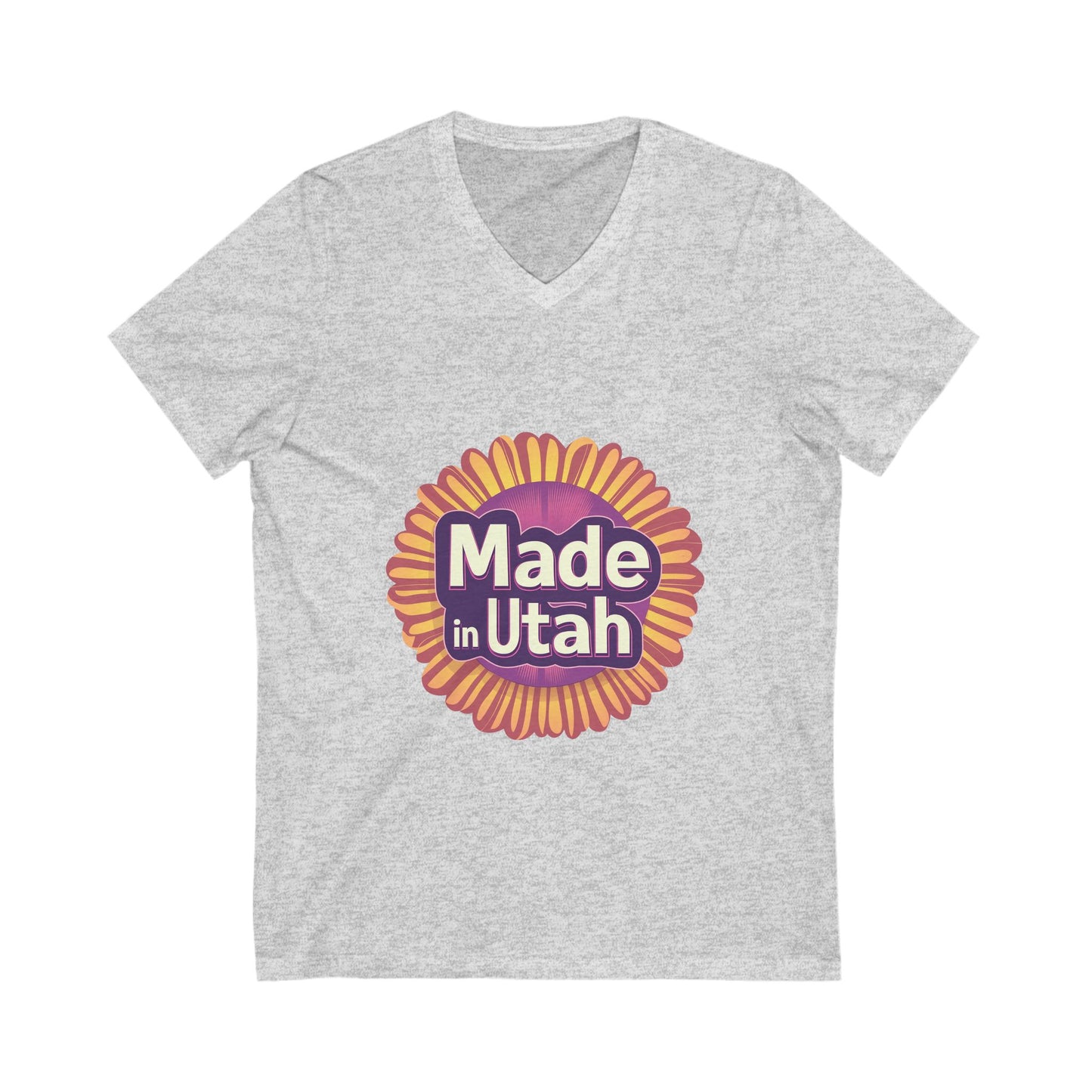 Made in Utah V-Neck T-Shirt | Retro Sunburst State Pride Unisex Tee