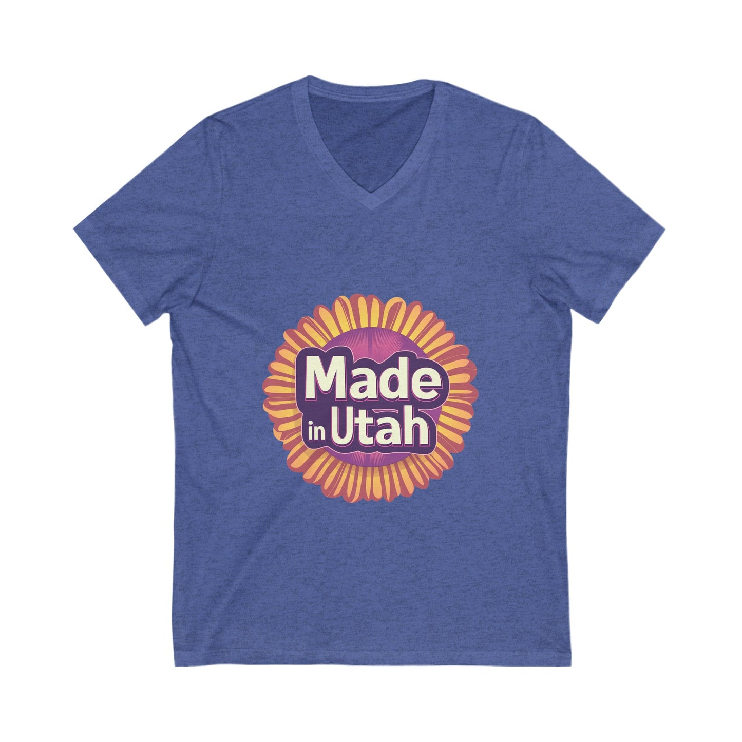 Made in Utah V-Neck T-Shirt | Retro Sunburst State Pride Unisex Tee
