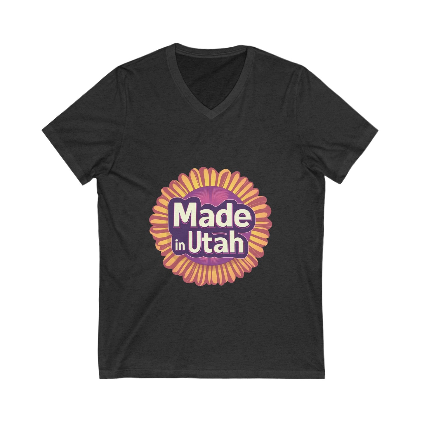 Made in Utah V-Neck T-Shirt | Retro Sunburst State Pride Unisex Tee