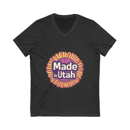 Made in Utah V-Neck T-Shirt | Retro Sunburst State Pride Unisex Tee